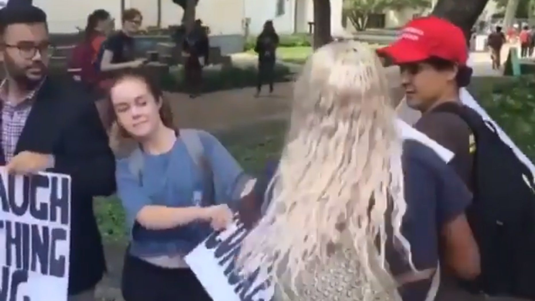 ‘Leftist mob’ rip up signs, hurl expletives at conservative students supporting Kavanaugh